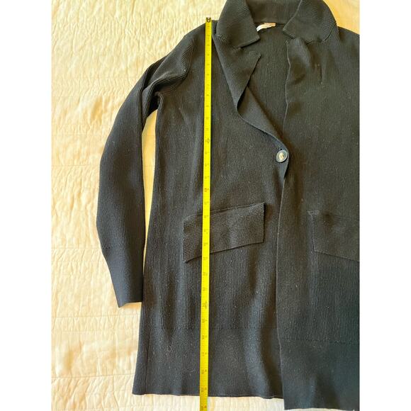 Free People Womens Cardigan Blazer Coatigan Black Ribbed Knit Size Small Viscose - Picture 9 of 10
